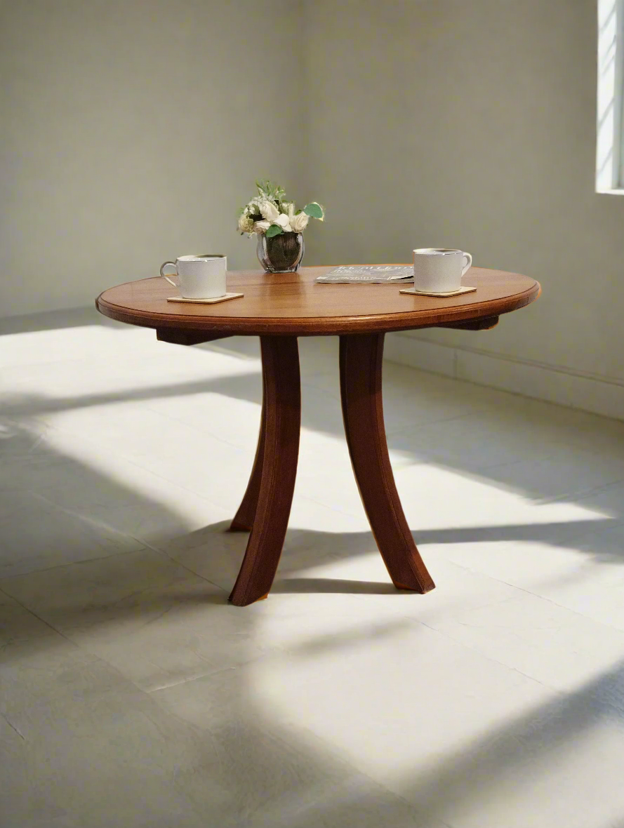 Circular wooden coffee table