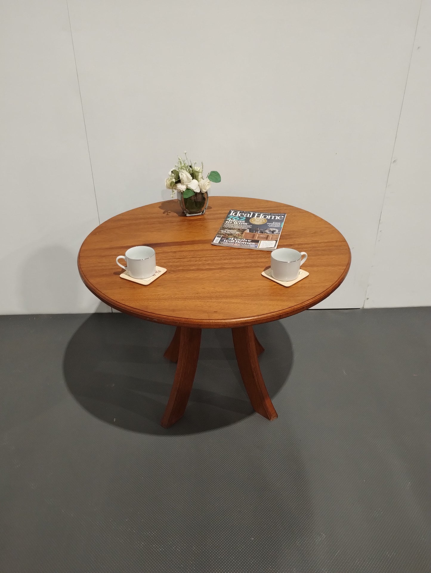 Circular wooden coffee table