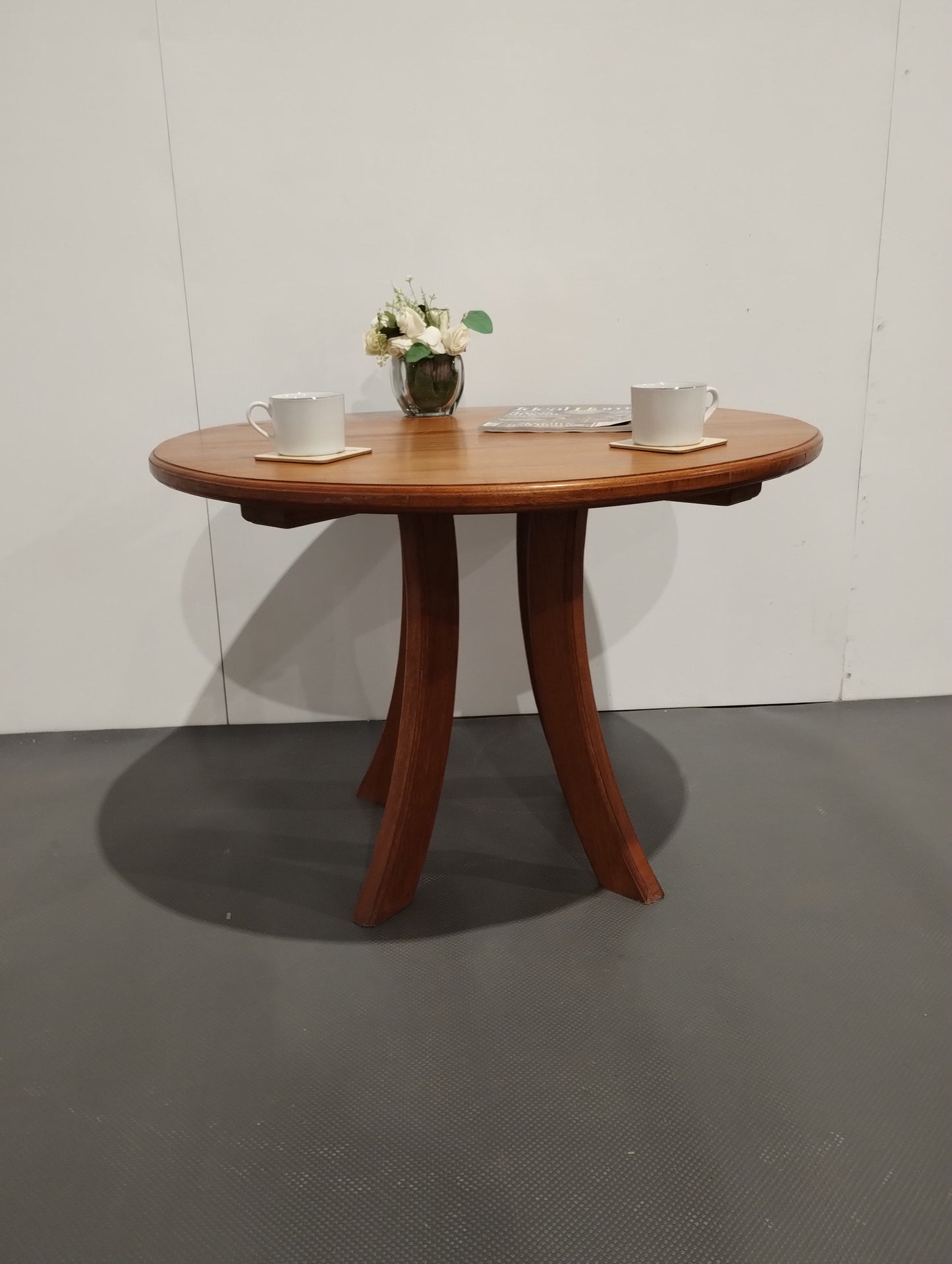 Circular wooden coffee table